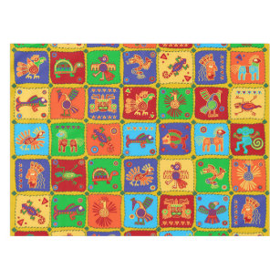 Colorful Aztec Mexican Animals Tablecloth