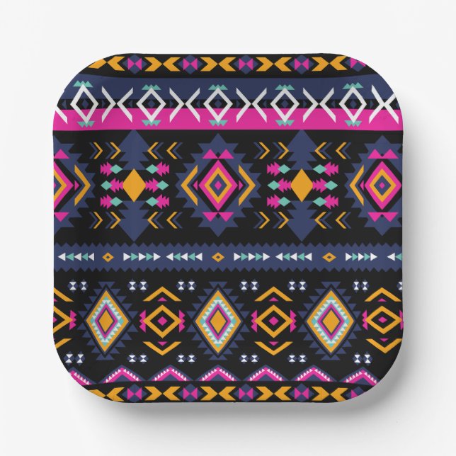 Colorful Aztec Paper Plates (Front)