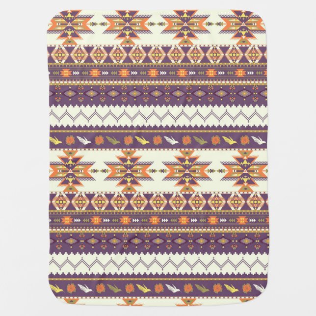 Colorful aztec pattern baby blanket (Front)