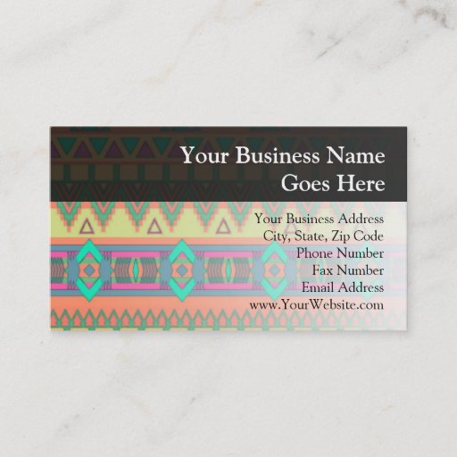Customizable Colorful Aztec Pattern Business Cards