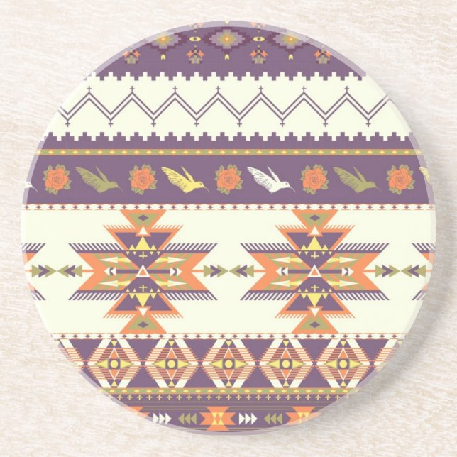 Colorful aztec pattern drink coaster (Front)