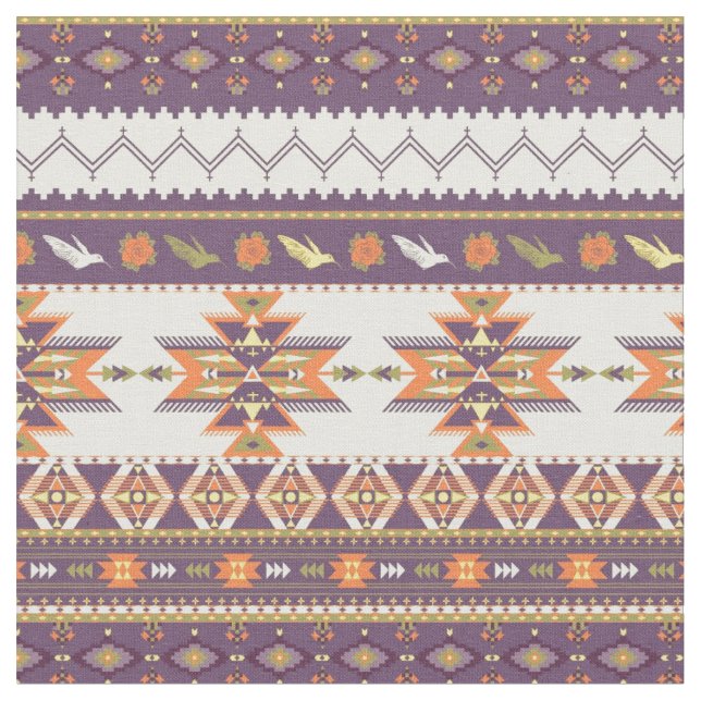 Colorful aztec pattern fabric (Close Up)