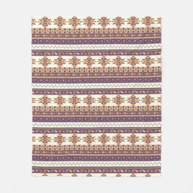 Colorful aztec pattern fleece blanket (Front)