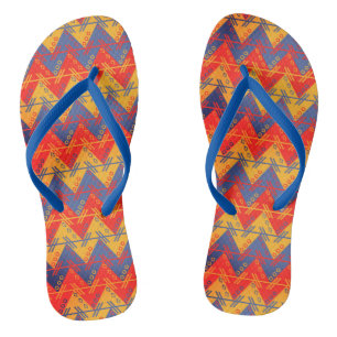 Colorful aztec pattern flip flops