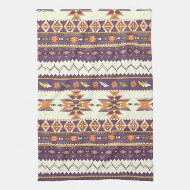 Colorful aztec pattern kitchen towel (Vertical)