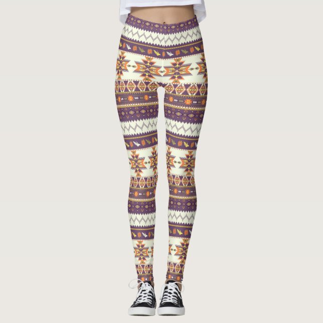 Colorful aztec pattern leggings (Front)