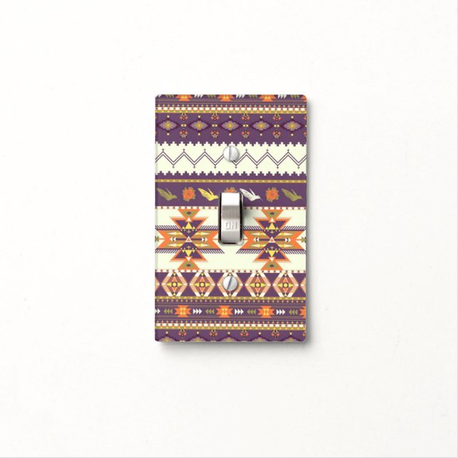 Colorful aztec pattern light switch cover (In Situ)