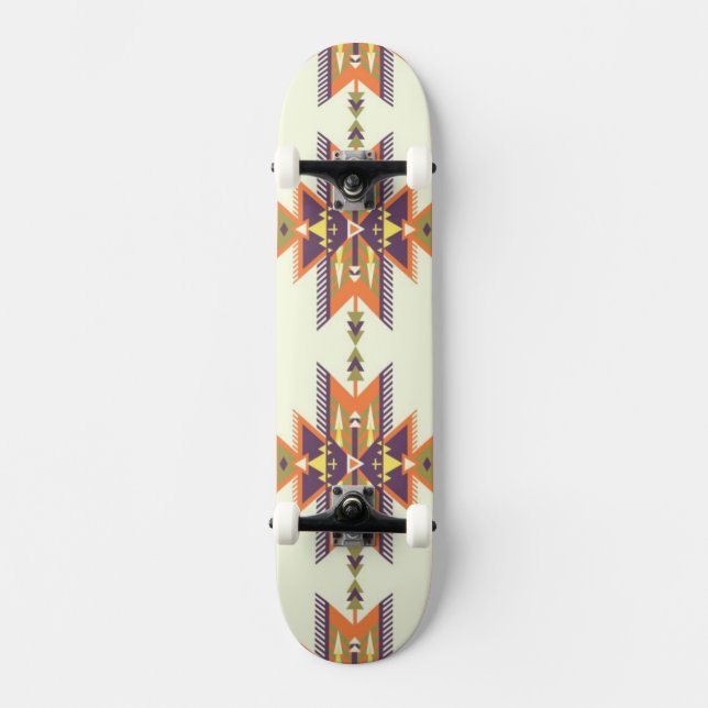 Colorful aztec pattern skateboard (Front)