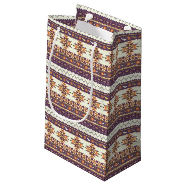 Colorful aztec pattern small gift bag (Back Angled)