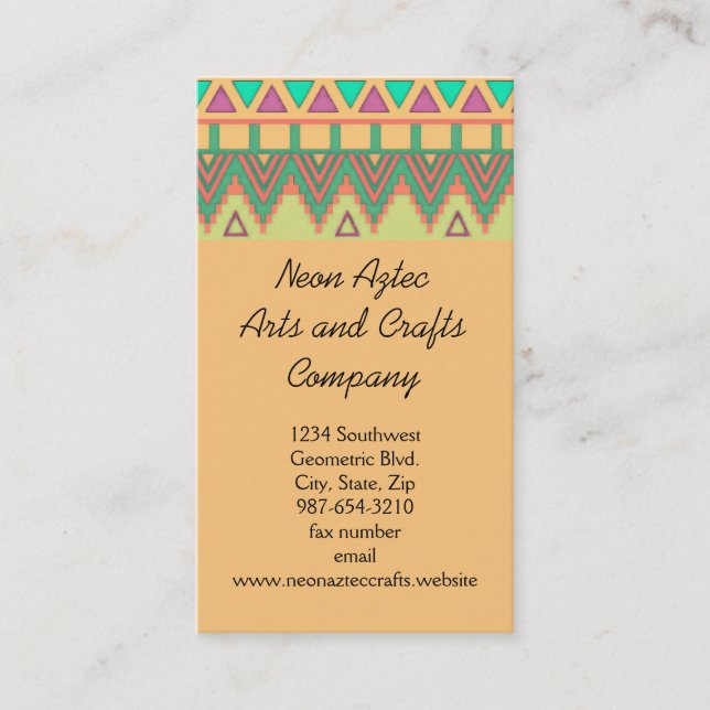 Colorful Aztec Pattern Southwest Geometric Crafts Business Card (Front)