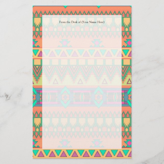 Colorful Aztec Pattern Stationery (Front)
