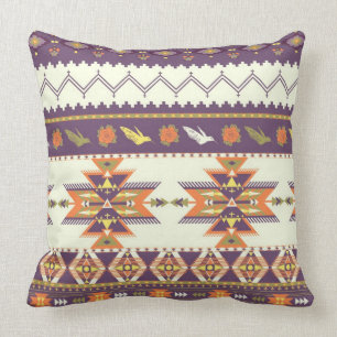 Colorful aztec pattern throw pillow