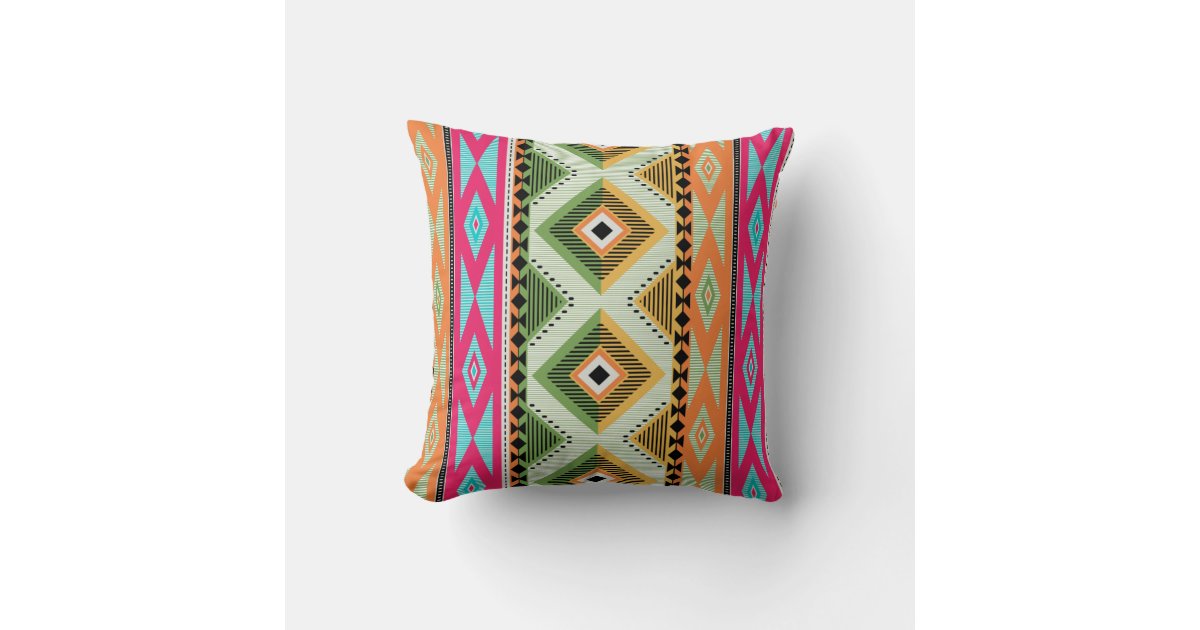 Colorful Aztec Pattern Throw Pillow Zazzle