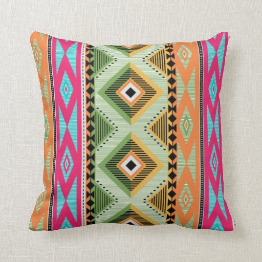 Colorful Aztec Pattern Throw Pillow | Zazzle