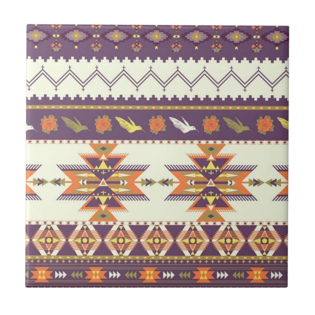 Colorful aztec pattern tile (Front)