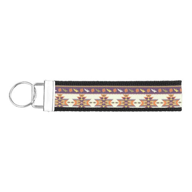 Colorful aztec pattern wrist keychain (Keys on Left)