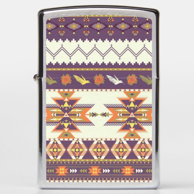 Colorful aztec pattern zippo lighter (Front)