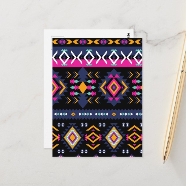 Colorful Aztec Postcard (Front/Back In Situ)