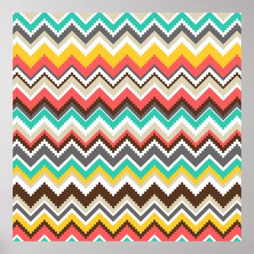 Colorful Aztec Tribal Chevron ZigZag Stripes Print