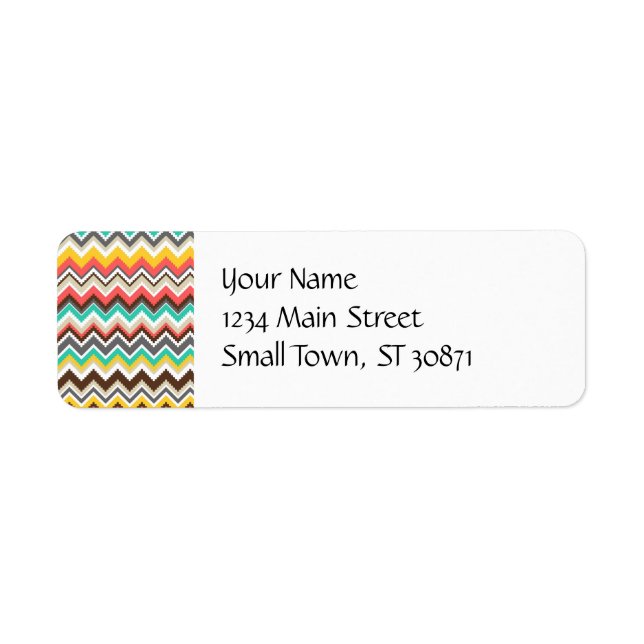 Colorful Aztec Tribal Chevron ZigZag Stripes Print Label (Front)