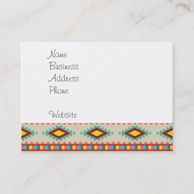 Colorful Aztec Tribal Native American Diamonds Business Card (Front)