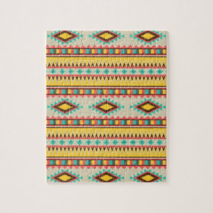 Colorful Aztec Tribal Native American Diamonds Jigsaw Puzzle