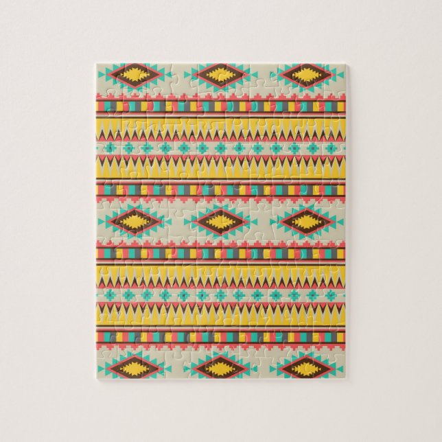 Colorful Aztec Tribal Native American Diamonds Jigsaw Puzzle (Vertical)
