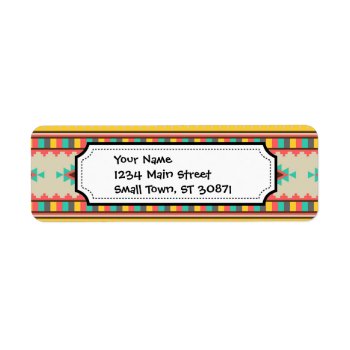 Colorful Aztec Tribal Native American Diamonds Label by PrettyPatternsGifts at Zazzle