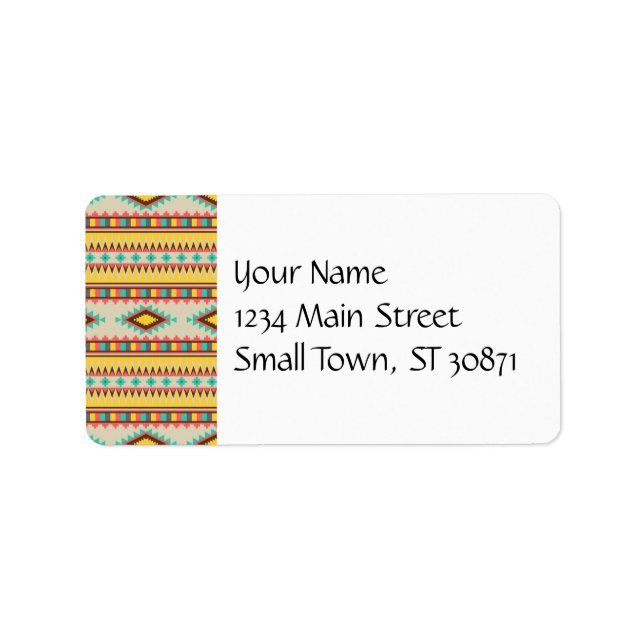 Colorful Aztec Tribal Native American Diamonds Label (Front)