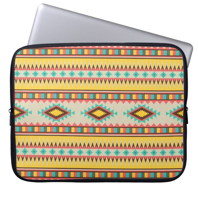 Colorful Aztec Tribal Native American Diamonds Laptop Sleeve (Front)