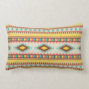 Colorful Aztec Tribal Native American Diamonds Lumbar Pillow by PrettyPatternsGifts at Zazzle