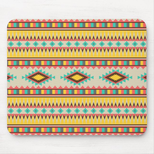 Colorful Aztec Tribal Native American Diamonds Mouse Pad (Front)