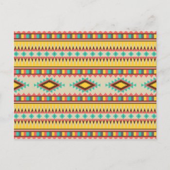 Colorful Aztec Tribal Native American Diamonds Postcard by PrettyPatternsGifts at Zazzle