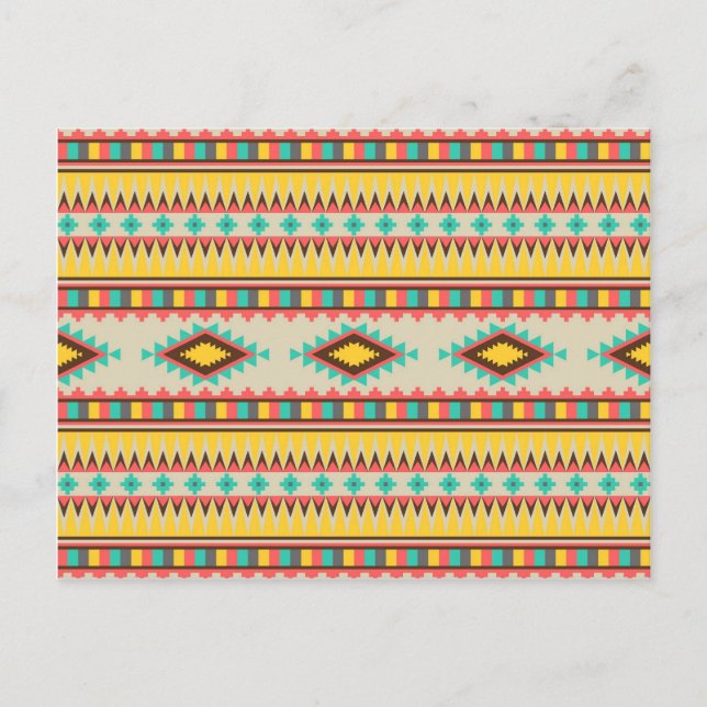 Colorful Aztec Tribal Native American Diamonds Postcard (Front)