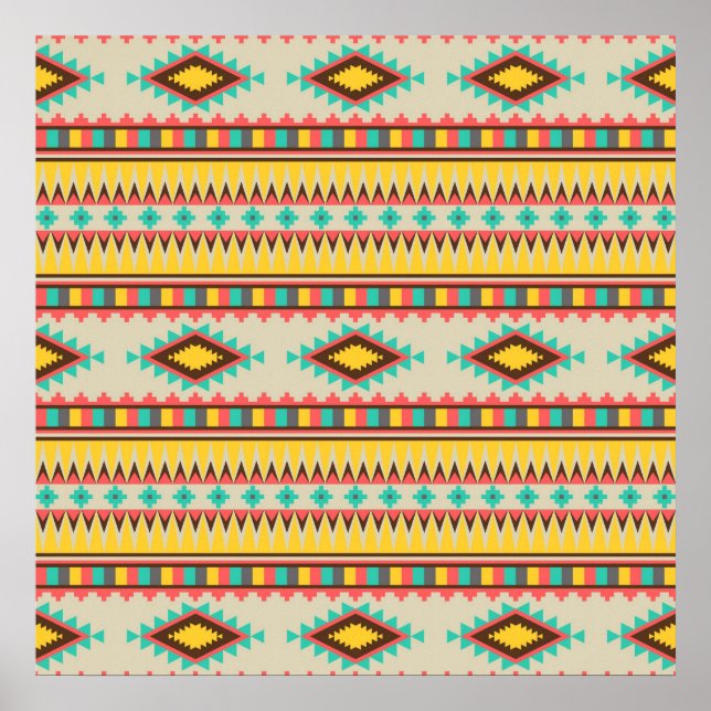 Colorful Aztec Tribal Native American Diamonds Poster (Front)