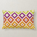 Colorful Aztec Tribal Print Ikat Diamond Pattern Lumbar Pillow