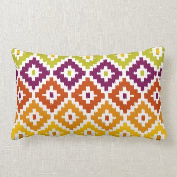 Colorful Aztec Tribal Print Ikat Diamond Pattern Lumbar Pillow by SharonaCreations at Zazzle