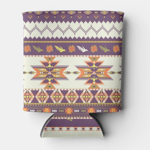 Colorful Aztec vibrant seamless pattern Can Cooler