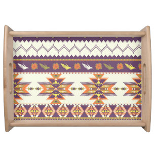 Colorful Aztec: vibrant seamless pattern. Serving Tray