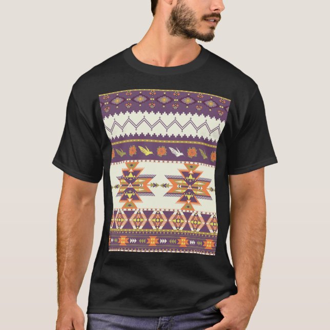 Colorful Aztec: vibrant seamless pattern. T-Shirt (Front)