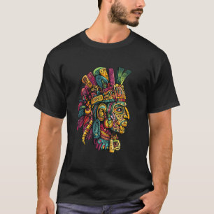 Colorful Aztec Warrior Ancient Tribal Head T-Shirt