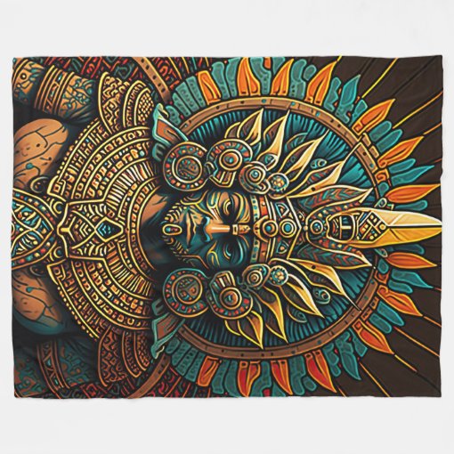 Colorful Aztec Warrior Blanket | Zazzle