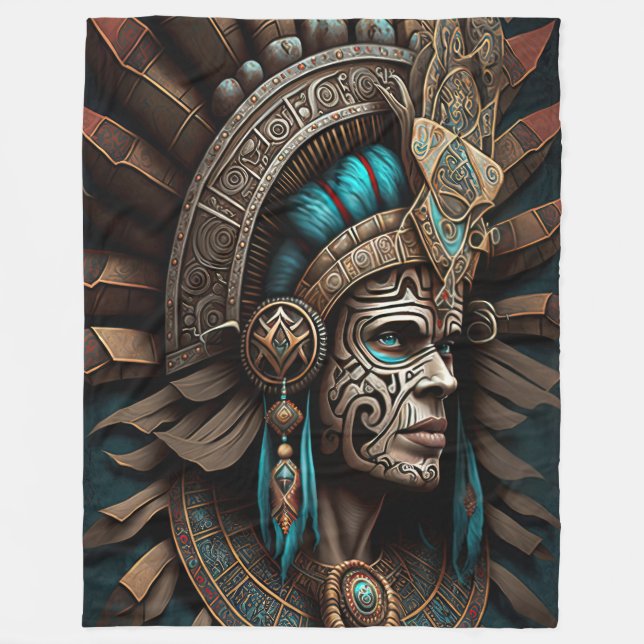 Colorful Aztec Warrior Blanket (Front)