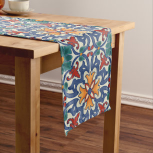 Colorful Azulejos Pattern Long Table Runner