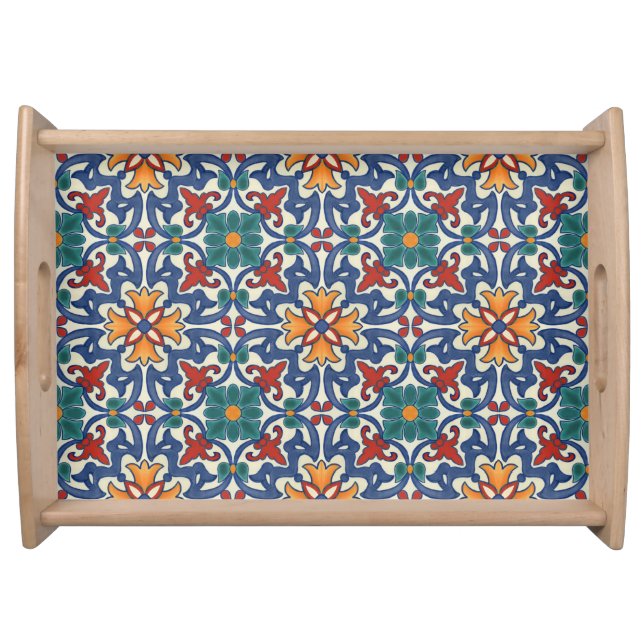 Colorful Azulejos Pattern Serving Tray (Front)