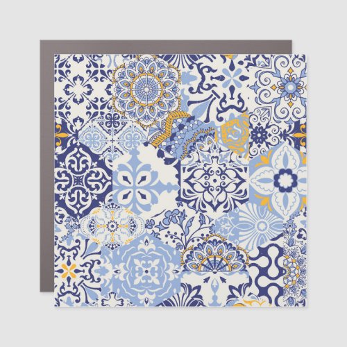 Colorful Azulejos tiles hand_drawn pattern Car Magnet
