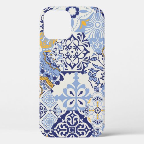 Colorful Azulejos tiles hand_drawn pattern iPhone 12 Case