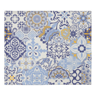 Colorful Azulejos tiles: hand-drawn pattern. Duvet Cover