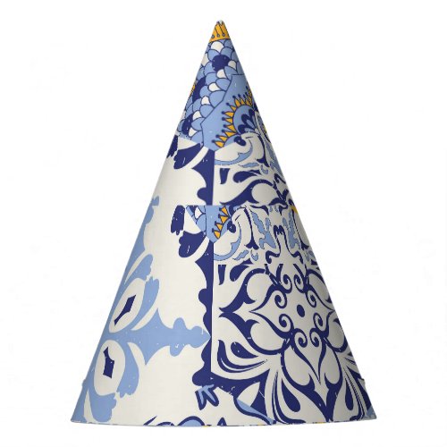 Colorful Azulejos tiles hand_drawn pattern Party Hat