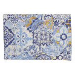 Colorful Azulejos tiles: hand-drawn pattern. Pillow Case